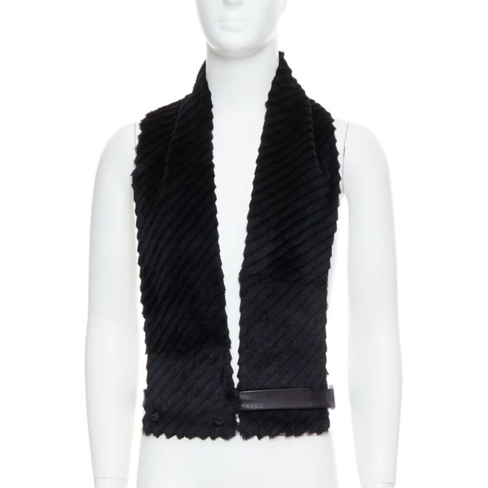 Versace Rabbit Fur Leather Belt Shawl Vest